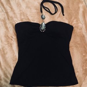 Aqua stone tube top that ties around the neck